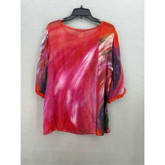 John Mark Womens Multicolor Art Abstract Chiffon Sheer Tunic Blouse Size Medium - Picture 8 of 8